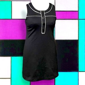 Retro mod style Black Sleeveless Dress White Trim 60s vtg 90s vintage M medium